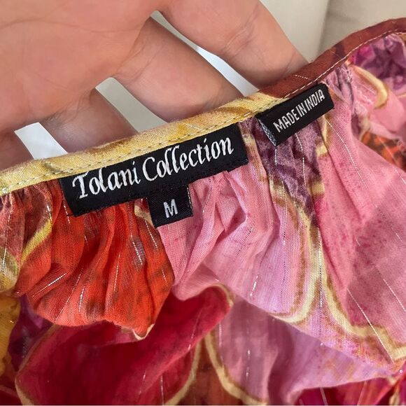 TOLANI COLLECTION Pink Sparkly Boho Tassel Fringe Oversized Poncho Tunic Blouse - Picture 11 of 13